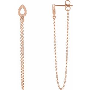 14K Rose Leaf Chain Earrings - BN & CO JEWELRY