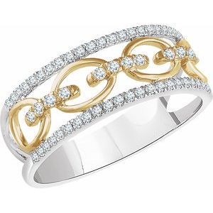 14K White/Yellow 1/4 CTW Natural Diamond Link Ring - BN & CO JEWELRY