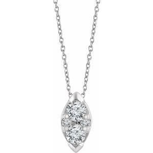 14K White 1/8 CTW Natural Diamond 16-18" Necklace - BN & CO JEWELRY