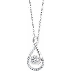 14K White 1/5 CTW Natural Diamond Freeform 16-18" Necklace - BN & CO JEWELRY