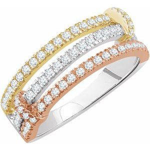 14K Tri-Color 1/2 CTW Diamond Ring - BN & CO JEWELRY