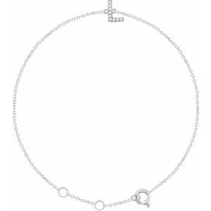 14K White .04 CTW Natural Diamond Initial L 6-7" Bracelet - BN & CO JEWELRY