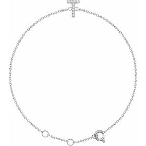 14K White .05 CTW Natural Diamond Initial T 6-7" Bracelet - BN & CO JEWELRY