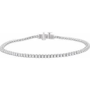14K White 1 3/4 CTW Natural Diamond Line 7" Bracelet - BN & CO JEWELRY