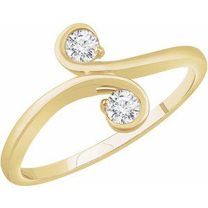 14K Yellow 1/5 CTW Natural Diamond Two-Stone Ring - BN & CO JEWELRY