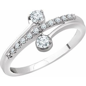 14K White 1/4 CTW Natural Diamond Two-Stone Ring - BN & CO JEWELRY