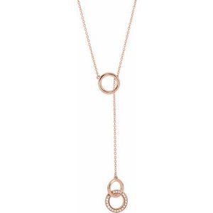 14K Rose 1/10 CTW Natural Diamond Circle Y 16-18" Necklace - BN & CO JEWELRY