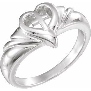 Sterling Silver Heart & Cross Ring - BN & CO JEWELRY