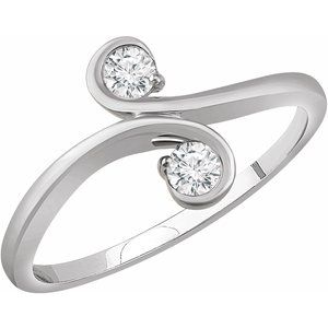 14K White 1/5 CTW Natural Diamond Two-Stone Ring - BN & CO JEWELRY