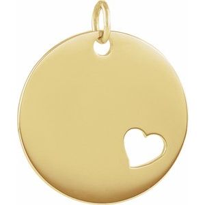 14K Yellow Engravable Pierced Heart Disc Pendant - BN & CO JEWELRY