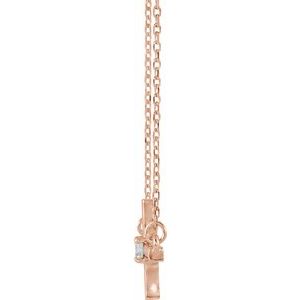 14K Rose 1/10 CTW Natural Diamond Sideways Cross 16-18" Necklace - BN & CO JEWELRY