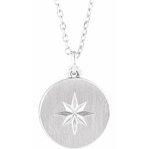 Sterling Silver Starburst Disc 16-18" Necklace - BN & CO JEWELRY