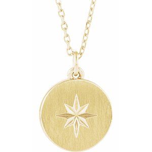 14K Yellow Starburst Disc 16-18" Necklace - BN & CO JEWELRY