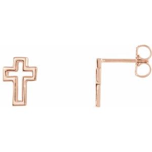 14K Rose Open Cross Earrings - BN & CO JEWELRY