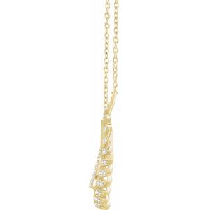 14K Yellow 3/8 CTW Natural Diamond Leaf 16-18" Necklace - BN & CO JEWELRY