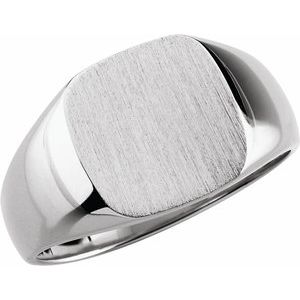 Sterling Silver 18 mm Square Signet Ring with Brush Finished Top - BN & CO JEWELRY