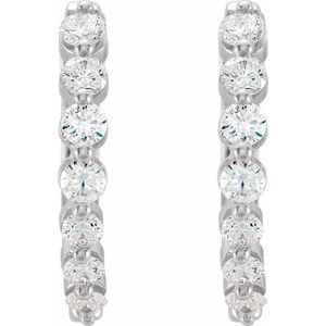 14K White 1/2 CTW Natural Diamond Hoop Earrings - BN & CO JEWELRY