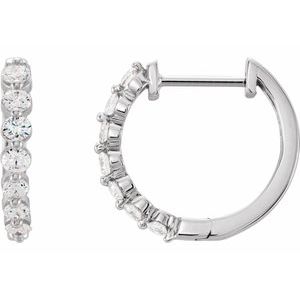 14K White 1/2 CTW Natural Diamond Hoop Earrings - BN & CO JEWELRY
