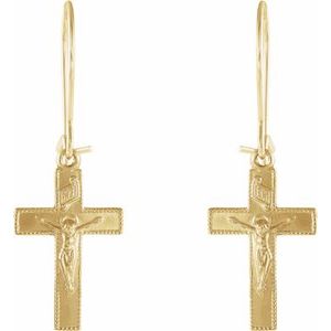 14K Yellow 25x9 mm Crucifix Earrings - BN & CO JEWELRY