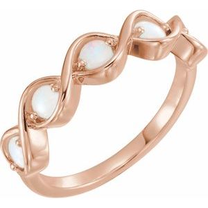 14K Rose Natural Opal Stackable Ring - BN & CO JEWELRY