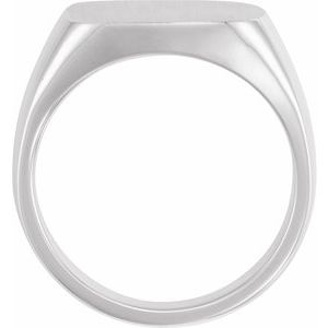 14K White 16 mm Square Signet Ring with Brush Finished Top - BN & CO JEWELRY
