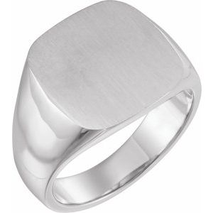 14K White 16 mm Square Signet Ring with Brush Finished Top - BN & CO JEWELRY