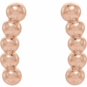 14K Rose 8.3x1.9 mm Curved Beaded Earrings - BN & CO JEWELRY