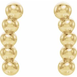 14K Yellow 8.3x1.9 mm Curved Beaded Earrings - BN & CO JEWELRY