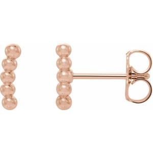 14K Rose 8.3x1.9 mm Curved Beaded Earrings - BN & CO JEWELRY