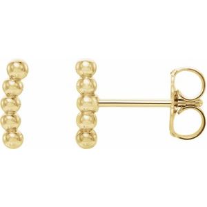 14K Yellow 8.3x1.9 mm Curved Beaded Earrings - BN & CO JEWELRY