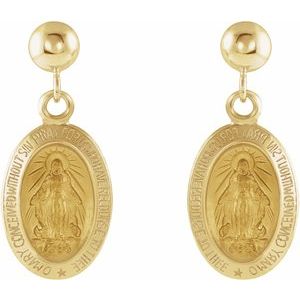 14K Yellow 12x9 mm Miraculous Dangle Earring - BN & CO JEWELRY