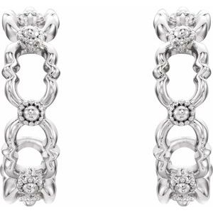 14K White Quatrefoil Hoop Earrings - BN & CO JEWELRY