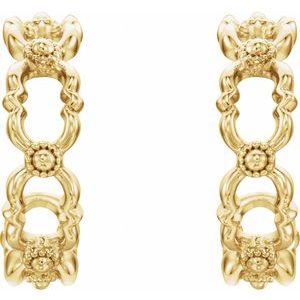 14K Yellow Quatrefoil Hoop Earrings - BN & CO JEWELRY