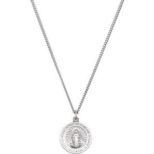 Sterling Silver 22 mm Miraculous Medal with 24" Curb Chain - BN & CO JEWELRY