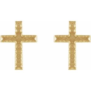 14K Yellow 13x9 mm Cross Earrings - BN & CO JEWELRY