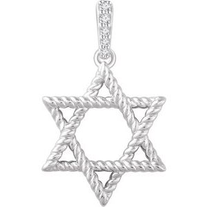 14K White .025 CTW Natural Diamond Star of David Pendant - BN & CO JEWELRY