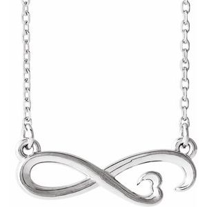 14K White Infinity-Inspired Heart 16-18" Necklace - BN & CO JEWELRY