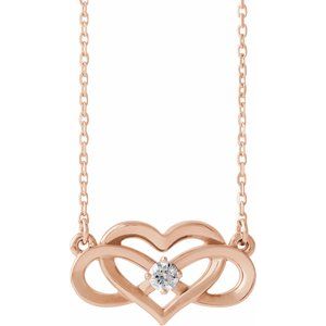 14K Rose 1/10 CTW Natural Diamond Infinity-Inspired Heart 16-18" Necklace - BN & CO JEWELRY