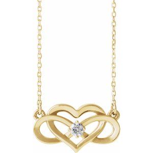 14K Yellow 1/10 CTW Natural Diamond Infinity-Inspired Heart 16-18" Necklace - BN & CO JEWELRY