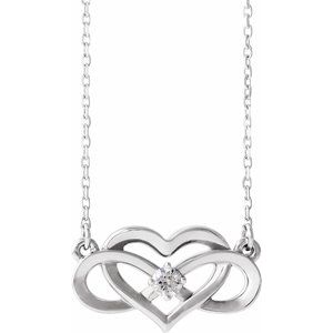 14K White 1/10 CTW Natural Diamond Infinity-Inspired Heart 16-18" Necklace - BN & CO JEWELRY