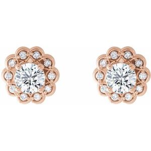 14K Rose 5/8 CTW Natural Diamond Halo-Style Earrings - BN & CO JEWELRY
