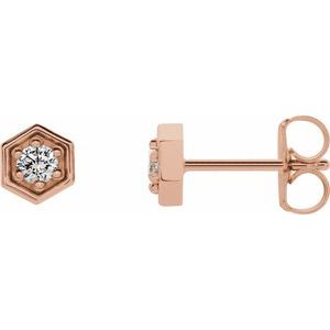 14K Rose 1/8 CTW Natural Diamond Hexagon Stud Earrings - BN & CO JEWELRY