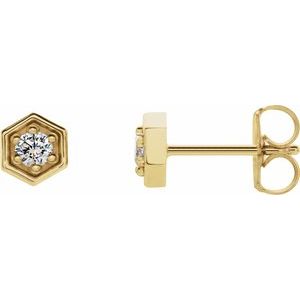 14K Yellow 1/8 CTW Natural Diamond Hexagon Stud Earrings - BN & CO JEWELRY