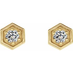 14K Yellow 1/8 CTW Natural Diamond Hexagon Stud Earrings - BN & CO JEWELRY