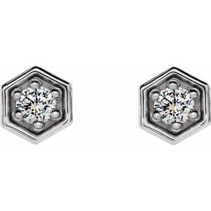 14K White 1/8 CTW Natural Diamond Hexagon Stud Earrings - BN & CO JEWELRY
