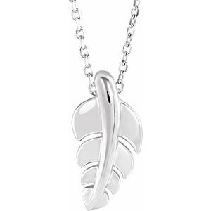 Sterling Silver 14.5x7.2 mm Leaf 16-18" Necklace - BN & CO JEWELRY