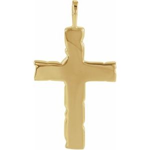 14K Yellow 27x18 mm Nugget Cross Pendant - BN & CO JEWELRY