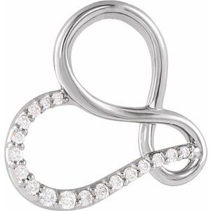14K White .06 CTW Natural Diamond Infinity-Inspired Heart Pendant - BN & CO JEWELRY