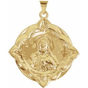 14K Yellow 31x31 mm Sacred Heart Medal - BN & CO JEWELRY