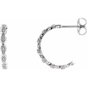 14K White .05 CTW Natural Diamond Hoop Earrings - BN & CO JEWELRY
